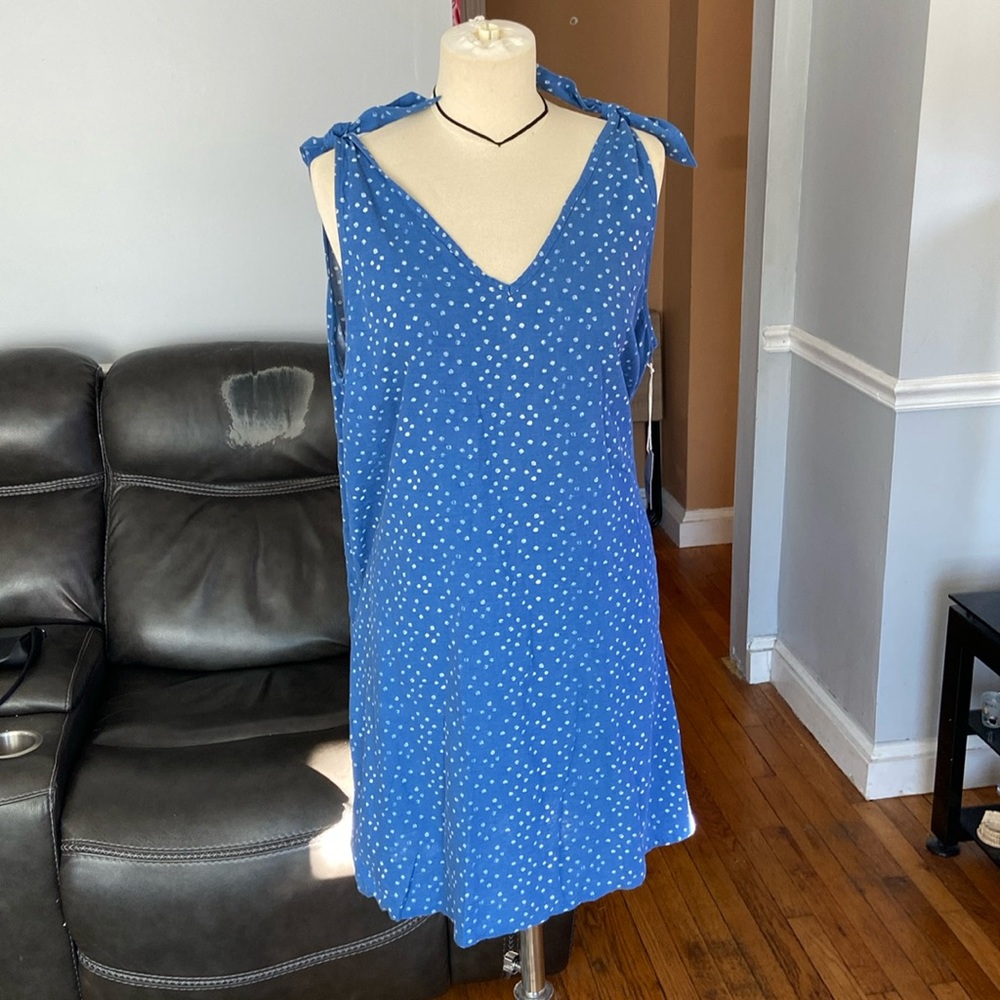 Ana blue floral tie strap dress